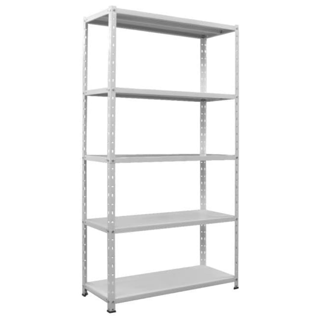 Scaffale in Metallo Verniciato Bianco - 5 Ripiani Regolabili – Dimensioni L100 x P40 cm x H188 - Capacità di Carico 250 kg - Ideale per Garage, Magazzino e Ufficio