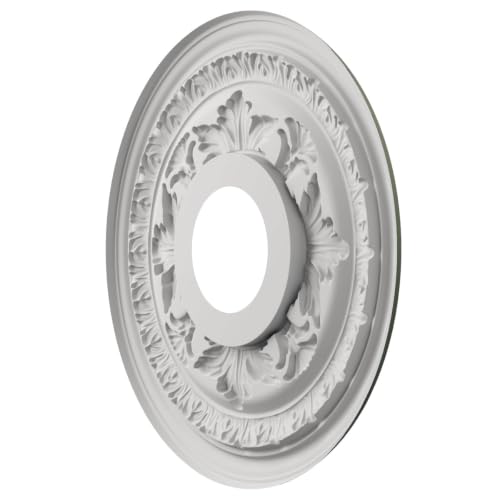 Image of Ekena Millwork 13 inchOD x 3 1 /2 inchID x 3 /4 inchP Baltimore Thermoformed PVC Ceiling Medallion (Fits Canopies up to 5 1 /4 inch), UltraCover Satin Hunt Club Green