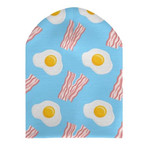 Bacons and Yolk Kids Beanie Hat for for Girls Boys Children Cap Winter Knitted Chemo Cancer Headwear Accessories Gifts Decoration Black3