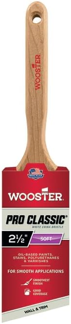 6-Pack of 2-1/2” Wooster Z1222 Pro Classic Soft Angle Bristle Sash Handle Paint Brush