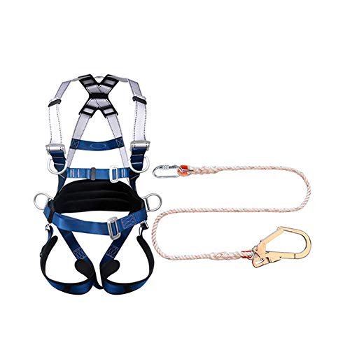 Arnés de escalada en roca, de cuerpo entero, con soporte para la espalda, cinturón de posicionamiento, anillos en D en la espalda y los laterales, para trabajos aéreos/gancho grande individual (ganch