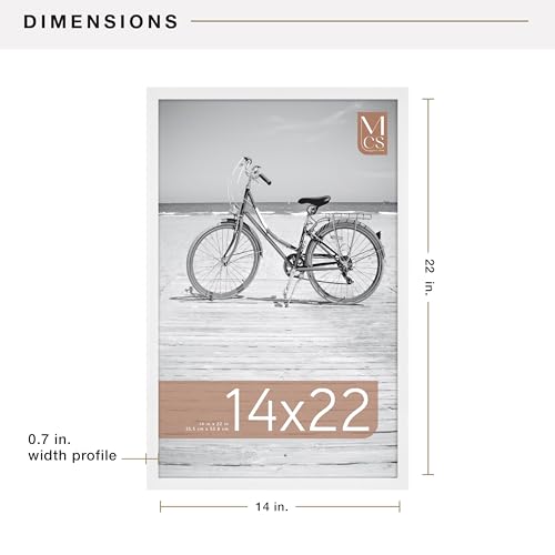 Image of MCS Foundation 14x22 Poster Frame Traditional White, Vertical & Horizontal Wall Hanging Large Picture Frame for Photos, Posters & Art Prints (1-Pack)
