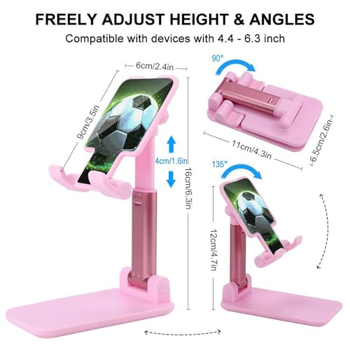 Support téléphone portable pliable universel et réglable rose - 2