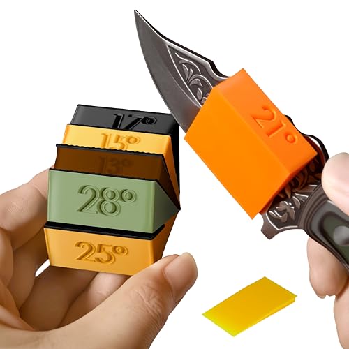 Angle guiding maintaining guide wedges 13° 15° 17° 21° 25° 28° anti slip angle guides. Whetstone knife blade sharpener sharpening stone angle wedge. (Sunny Orange+Orange+Red+Golden+Green+Brown+Black)