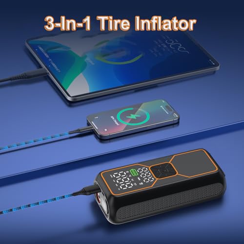 Image of Tire Inflator Portable Air Compressor, 150 PSI Auto Car Tire Air Pump for Motorcycle Bike Ball