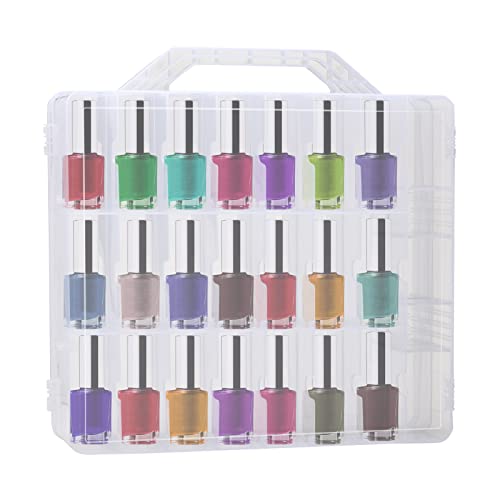 Queiting Nail Polish Organiser Case - 48 Bottle Clear Double Sided Universal Storage Box for Nail Varnish, Lipstick, Skincare & Makeup Organizing