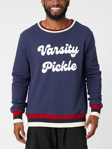 Pickleball Sweatshirt - Unisex Oversized Vintage Varsity Sweater, Navy/Red/Cream2