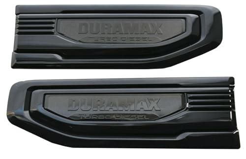 Image of Pair Set Turbo Diesel Emblems Side Vent Logo Compatible with 2020-2025 Sierra 1500 Dura-max Turbo Diesel Badge Kit 86532091 (All Black)