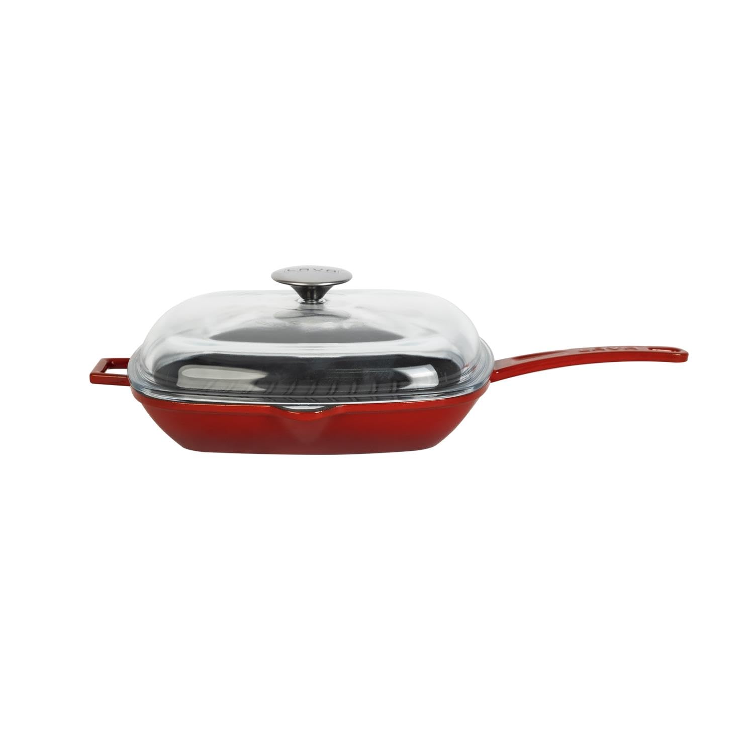 Lava Cookware Bistecchiera Quadrata In Ghisa Smaltata 26x26 Cm | Maniglie In Metallo | Adatta A Tutti I Fuochi (Induzione) | Colore Blu - 4