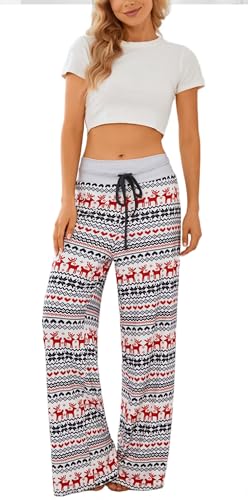 Image of Women Pajama Pants Comfy Lounge Wide Leg Casual Stretch Palazzo Drawstring Pj Bottoms Pants S-3XL