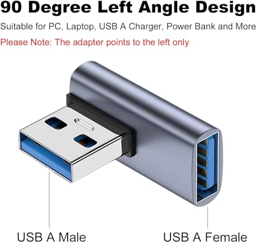 Image of MICROWARE USB 3.0 90 Degree Adapter, 10Gbps USB A Extension Extender, USB 3.0 Type A to Type A Male to Female Adapter, 90 Degree USB 3.0 Adapter for Camera, USB hub, Mouse, Printer