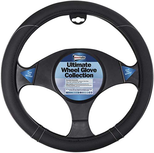 Streetwize - Black Ultimate Steering Wheel Glove, Steering Wheel Cover - Extra Added Grip, Vehicle Protection, Universal Fit