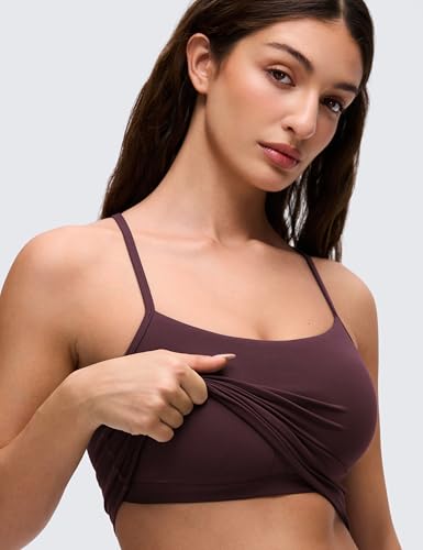 Image of CRZ YOGA Butterluxe Y Back Crop Tank Tops | Light Support, Removable Pads, Yoga, Extremely Soft, Scoop Neck, Spaghetti Straps, Longline Sports Bras for Women