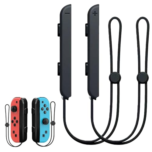 LEIBOCHAO Dragonnes pour Manette, 1 Paire Dragonne Switch,Bracelet Contrôleur Réglable Noir, Accessoire de Remplacement Portable pour NS Jeux, Facile à Installer Utiliser(Fer)