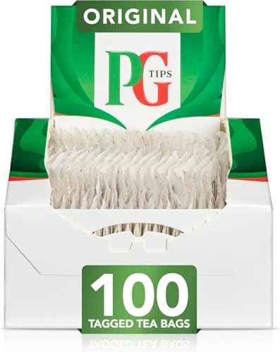 PG Tips Original | 100 Black Tea Bags Bulk | One Cup | String & Tagged | Refreshing & Flavourful | Ideal for Office Breaks & Catering, Celebrations, Afternoon Tea | Plant Based Biodegradable Teabags