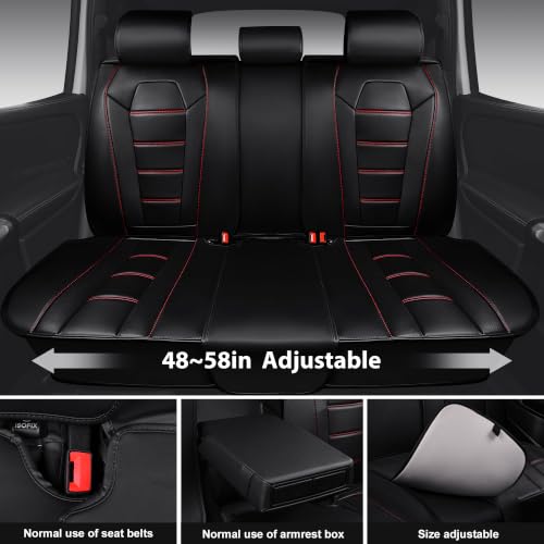 Image of CAR PASS Nappa Leather Car Seat Covers Full Set Faux Leather, Black | Luxury Nappa Leather,360 Full Protection,Water resistant,3D Foam Comfort,Scratch proof,Universal Fit for Most Cars SUV Truck