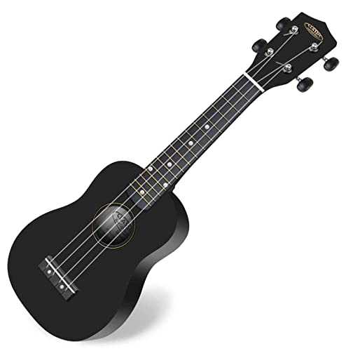 Classic Cantabile US-100 BK Sopranukulele (Ukulele, Uke, 15 Bünde, leichtgängige Gitarrenmechanik) schwarz