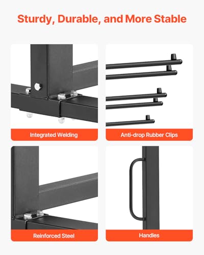 VEVOR Folding Chair Rack, 400 LBS Capacity, Heavy-Duty Chair Cart for 42 Chairs or 12 Tables, Multi-Function Chair Storage Dolly with Rubber Wheels and Holders, Large Chair Holder, Matte Black