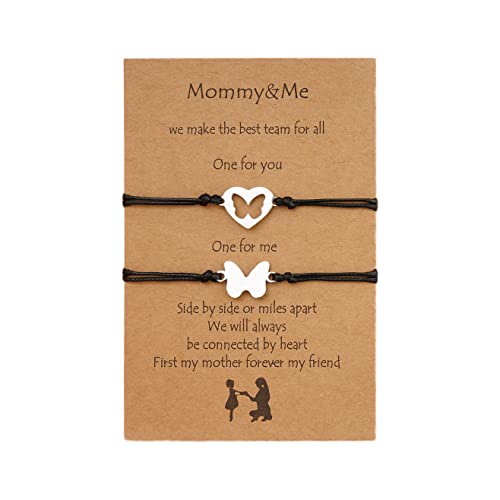 Image of COLORFUL BLING Mother Daughter Mommy and Me Heart Wish Bracelets Distance Matching Hollow Heart Horse Promise Promise Bracelet Friendship Jewelry Gifts