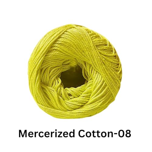 Image of VCR 4 Ply Lemon Yellow 100% Mercerized Cotton Yarn, 60 Grams Hank, 190 Meters Length, Cotton Combed Ball, Smooth and Glossy Crochet Yarn for Crochet and Knitting, Pack of 1, Suitable for DIY Crafts