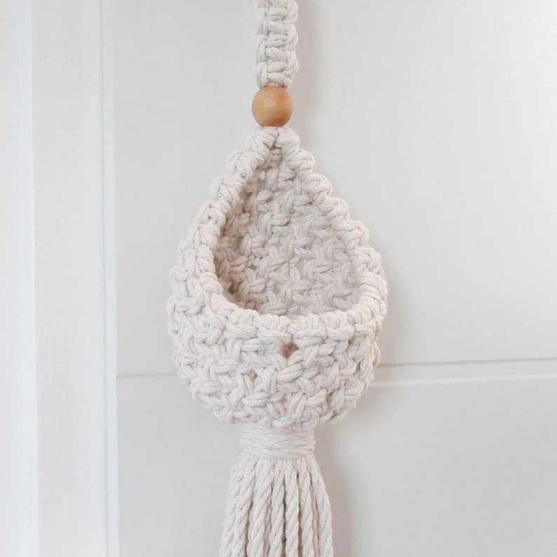 The Top Knott Macrame Cotton Plant Hanger|Indoor Outdoor Handmade Hanging Basket Planter Flower Pot Holder,35 Inch Boho Style Decorative Cotton Rope For Home,Porch,Balcony,Window,White
