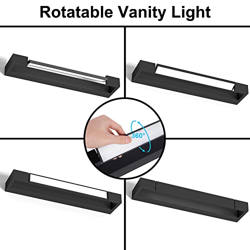 LED Spiegelleuchte 24W 2490Lumen, 61cm IP44 Badezimmer Spiegellampe Kaltweiß 5000K, 360°Drehbare Lampe Wand für Spiegel Badleuchte Spiegellampen für Das Bad Badlampe Beleuchtung Innen Mattes Schwarz