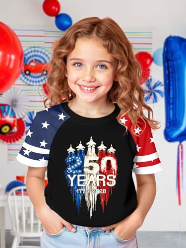 Image of Ithalt Boys Girls USA Shirts Kids 4th of July Shirts American Flag Tshirt Patriotic Top Independence Day Outfit 5-13y