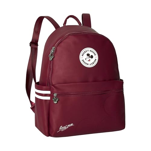 Bolsa Mochila Grande Mickey Mouse Disney Semax com Compartimento para Notebook (Vinho)