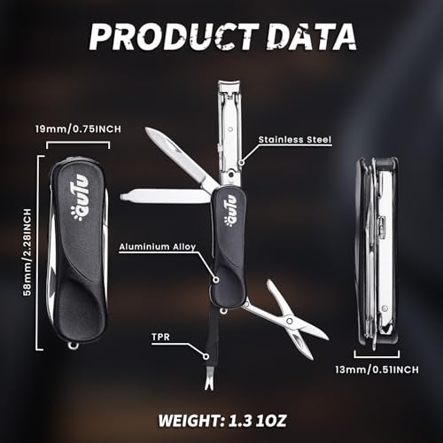 Coupe-ongles multifonction EDC avec ciseaux intégrés et outil 7 en 1 - 4
