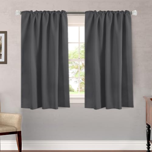 Image of H.VERSAILTEX Blackout Curtains Thermal Insulated Window Treatment Panels Room Darkening Blackout Drapes for Living Room Back Tab /Rod Pocket Bedroom Draperies, 52 x 45 Inch, Charcoal Gray, 2 Panels