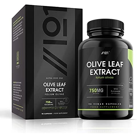 Olive Leaf Extract Capsules - 7,500mg - Wild European 20% Oleuropein, 90 Vegan Capsules - No Additives — Non-GMO, Gluten Free, Halal Cover