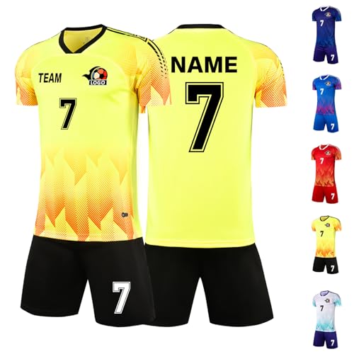 LAIFU Custom Kids Adult Soccer Jersey with Personalized Name Team Name Number Logo Soccer Sets Yellow