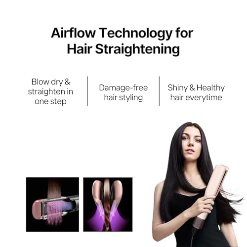 Image of ThePlushCo Air Hair Straightener with 4 Temp Settings | No Plates 2-in-1 Dryer & Straightener | Damage-free Straightening Machine for Curly, Wavy, Frizzy Hair