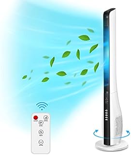 Bladeless Tower Fan with Remote Control for Whole Room, 43 Inch Tall Quiet