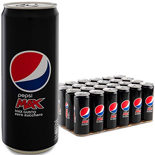 Pepsi Max Boisson Gazeuse Cola Sans Sucre, Zéro Sucre, Canette Sleek, 24 x 0,33 l