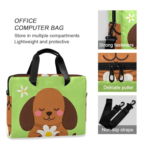 Maletín para laptop marrón con diseño y correa 13-15.6" miniatura 5