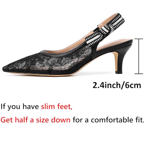 Image of RIBONGZ Sexy Slingback Pumps Elegant Dressy Heels for Women Closed Toe Pointy High Heels Wedding Bride Prom Party Evening Shoes
