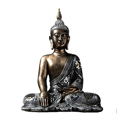 VREF Buddha-Statuen-Ornament Thai Zen Sitzender Buddha,Buddha Heilmedizin Große Tempel Garten Statue Sammlerfiguren Kontemplative Buddha Statue Meditationsdekoration Cover