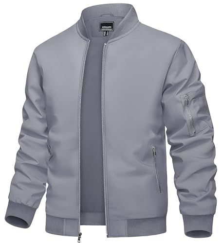 Image of TACVASEN Men's Lightweight Jacket Casual Spring Fall Windbreaker Bomber Zip Up Coat with Pocket