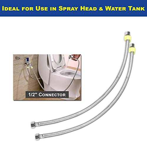 Image of SS-304 Heavy Duty Connection Pipe for Wash Basin, Geyser, Hot & Cold Water, Basin Mixer | Leak Proof Flexible Tap Connector Pipe | Rust Free, Durable, Long Life (24inch (Pack of 2)