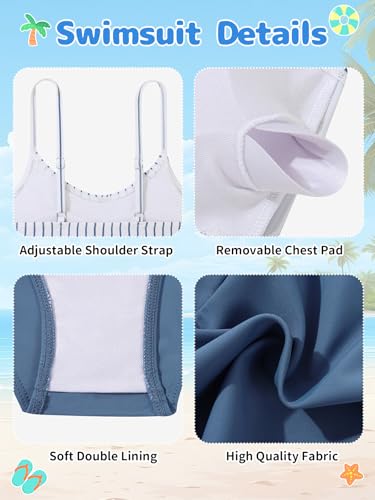 Image of Girl's 3 Piece Bikini Set Cross Strap Swimsuits for Girls Bathing Suit with Shorts Teen Swimwear Swimming Suit