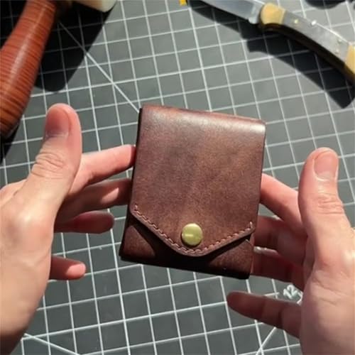 Vintage Handmade Leather Wallet, Multifunctional Compact, Slim Simple Men's Wallets Built-In Pen Slot (1 Pcs)4