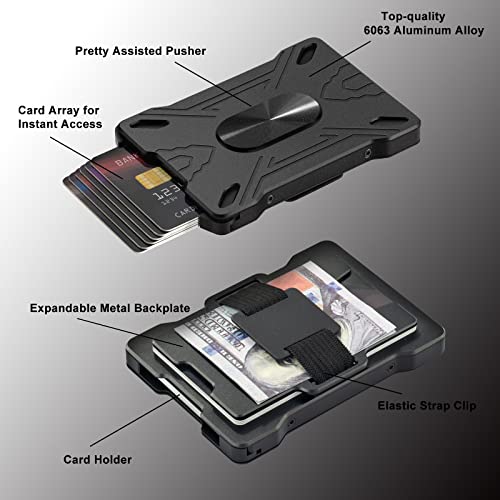 Wallet for Men with Smart Pop Up Mechanism, Men's Minimalist Wallet with Expandable Backplate& Strap Metal Money Clip, Slim RFID Blocking Aluminum Credit Card Holder2