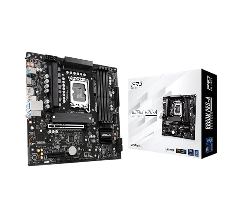 ASRock B860M Pro A DDR5 8666 MHz 256GB M.2 LGA1851 B860 Micro ATX Motherboard Intel Core Ultra BIOS Flashback SATA3 6.0 Gb/s PCIe 5.0