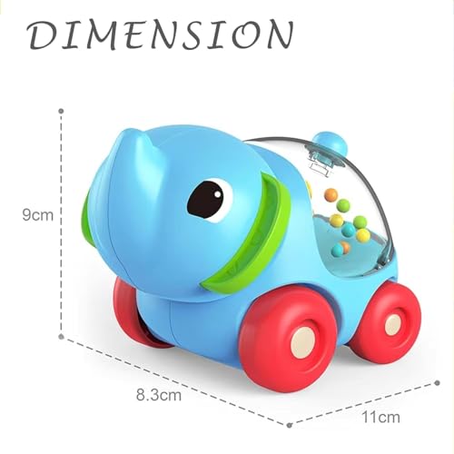 Image of ToyBharat Pop Pop Elephant Free Wheel Toy Features Vibrant Multicolour Designs and Smooth Battery-Free Rolling Action. Perfect for Kids Ages 1 to 6, Encouraging Activity