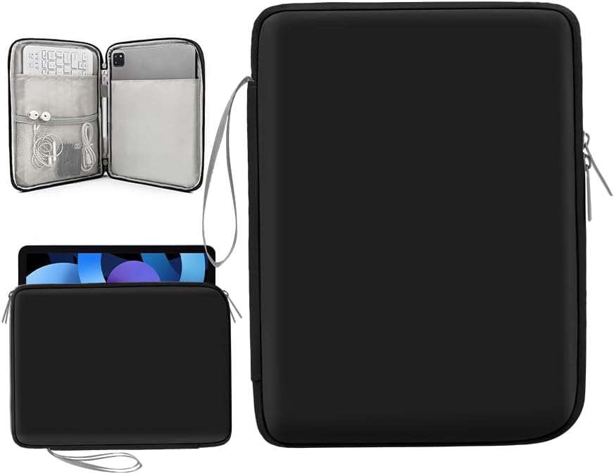 PAPOEEA Taschen für Tablets 9-11 Tablet Tasche Kompatibel mit iPad Pro 11 M4 2024/11 Zoll iPad Air M2 2024/iPad 10th 10 9 2024/iPad Air 5/4 10 9 Schwarz