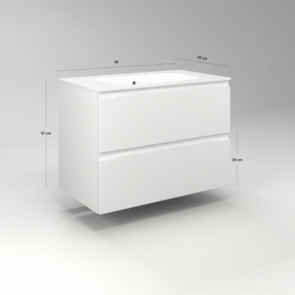 Diventa Modello Diva Star, Mobile Bagno Sospeso 80cm con 2 cassetti spaziosi e lavabo dal design moderno, colore blu e bianco