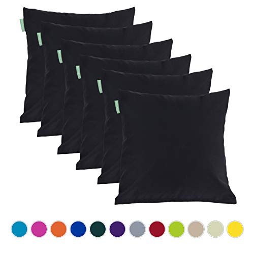 Gardenista® | Cuscino da Esterno Resistente all'Acqua con Imbottitura in Fiocchi di Schiuma | Cuscino Decorativo 18” per Mobili da Giardino (6 Pezzi, Nero)