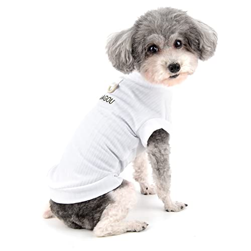 Zunea Hundeshirts mit D-Ring für Kleine Hunde Mädchen Jungen Sommer Welpen T-Shirt Weich Atmungsaktiv Tank-Top ärmellos Coole Kleidung Einfarbig Basic-Shirt Haustierbekleidung für Chihuahua Weiß S