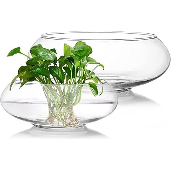Image of Urli Bowl-Splendid Glass Spring Bowl for Home Decoration Table Centerpiece,Floral Arrangements,& Floating Candles | Wide-Mouth Transparent Vase for Wedding & Party Decorations (6 inch),1 L